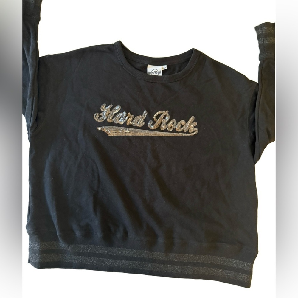 Hard Rock Cafe Black and Gold Sweatshirt. Large